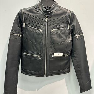 Fashion Leather Jacket with Zippers